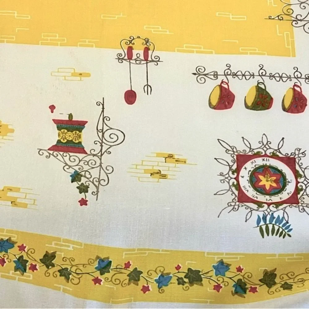Vintage MidCentury French Cafe Kitchen Graphic Rectangular Tablecloth